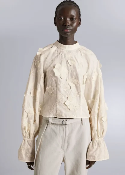 Cropped Floral-Appliqué Blouse | & Other Stories Sale