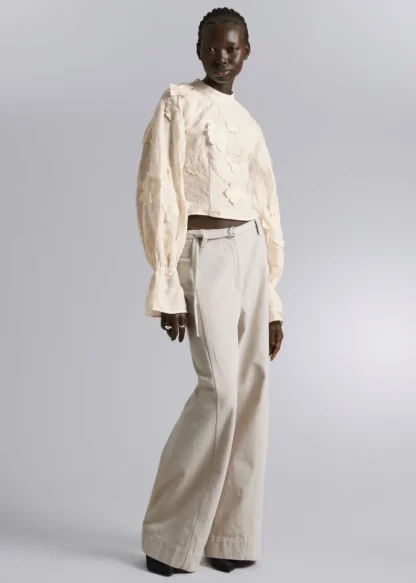 Cropped Floral-Appliqué Blouse | & Other Stories Sale