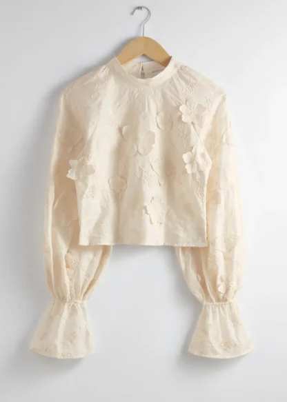 Cropped Floral-Appliqué Blouse | & Other Stories Sale