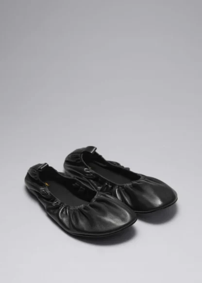 Ruched Leather Ballet Flats | & Other Stories Clearance