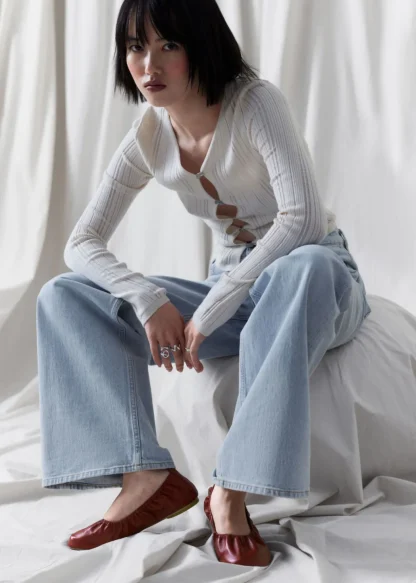 Ruched Leather Ballet Flats | & Other Stories Clearance