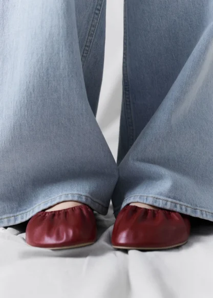 Ruched Leather Ballet Flats | & Other Stories Clearance