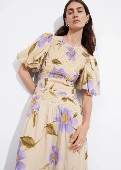 Smocked Asymmetric Midi Dress | & Other Stories Shop
