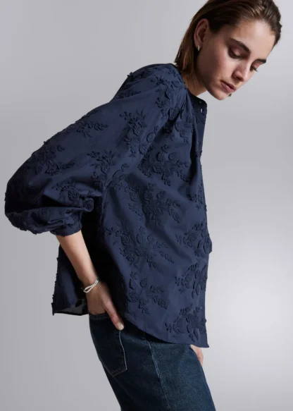Voluminous Floral-Appliqué Blouse | & Other Stories Clearance